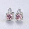 Morganite Pink Stud Earrings Cute 925 Sterling Silver Aesthetic Crystal Stone Earring For Girls Dainty Female Jewelry Gift
