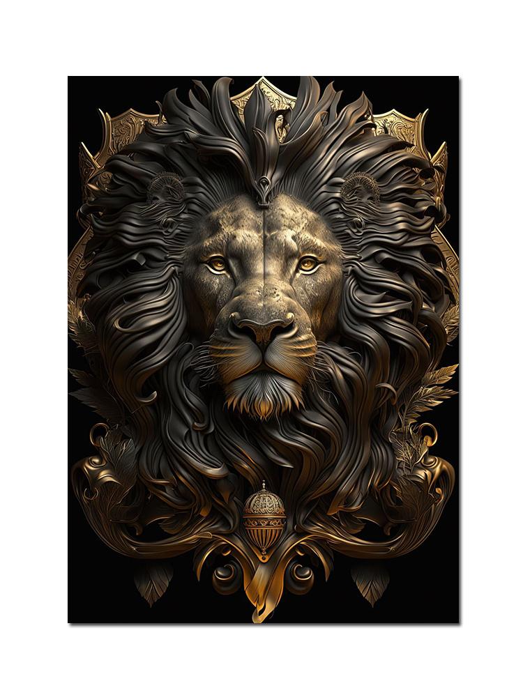 

Черный и золотой король животные Обезьяна Пчела Змея Скорпион Лев Холст Картина Корона Плакат Печать Для Гостиной Украшения Дома 21x30cm No Frame