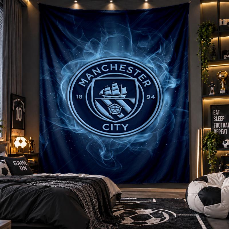 Arazzo da Appendere alla Parete Stampa Manchester City Tessuto per Soggiorno Camera da Letto Decorazione per la Casa