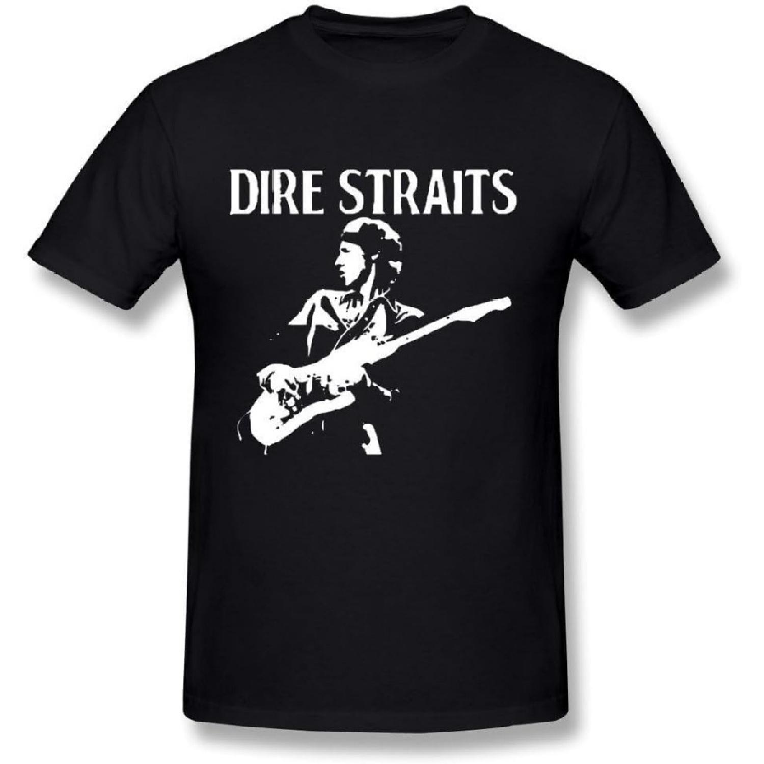 Hsuail Men s Dire Straits Band Symbol T-Shirt Black US Size L S