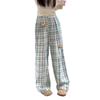 Dopamine wears doll plaid pants for women's summer new high-waisted loose straight casual Yamamoto wide-leg pants