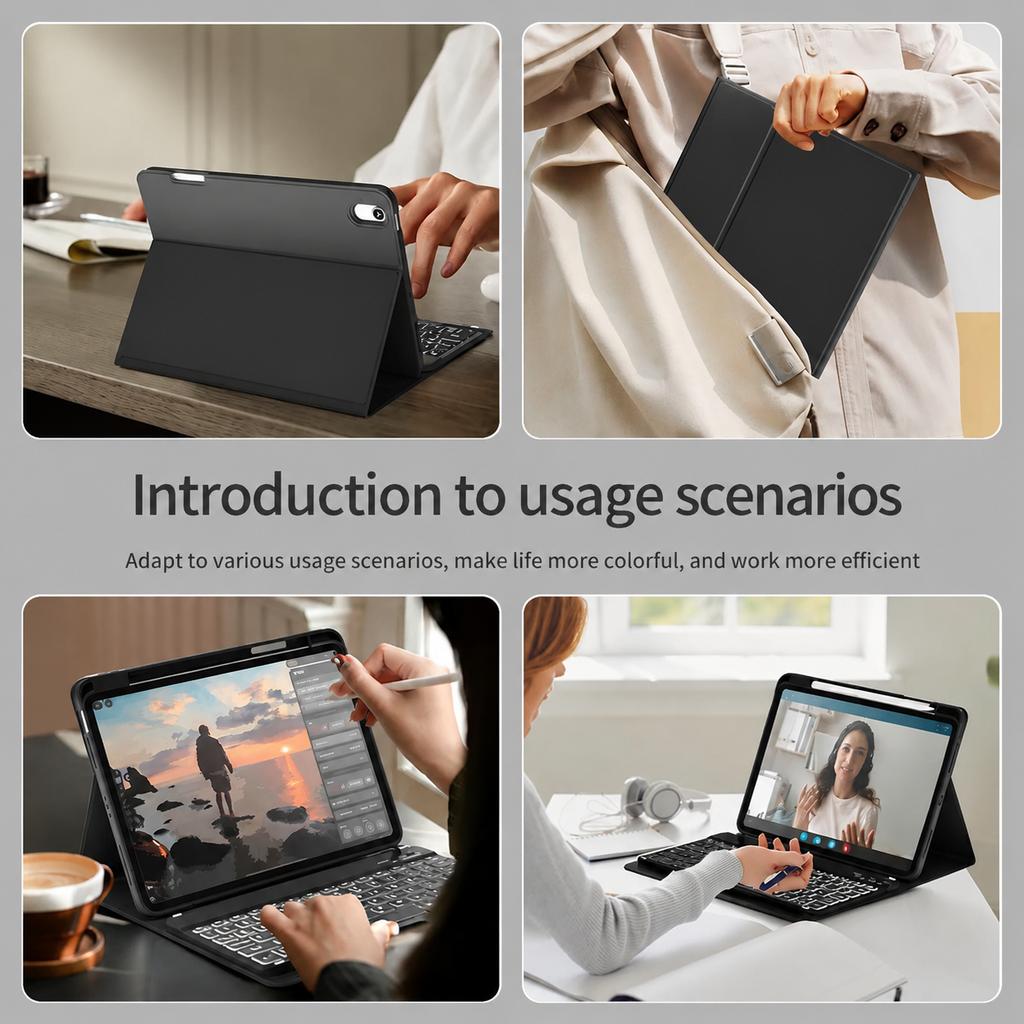 Hülle für iPad Air 11 4 5 10. Generation 10.9 11. Generation 11 Abnehmbare kabellose Bluetooth-Tastatur iPad 7. 8. 9. Generation 10.2 Hülle Ständer Ladefunktion