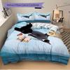 3pcs set Penguin Iceberg 1 Quilt Cover + 2 Pillowcases, All Seasons Bedroom Setting, Perfect for Home and Dorm Decor