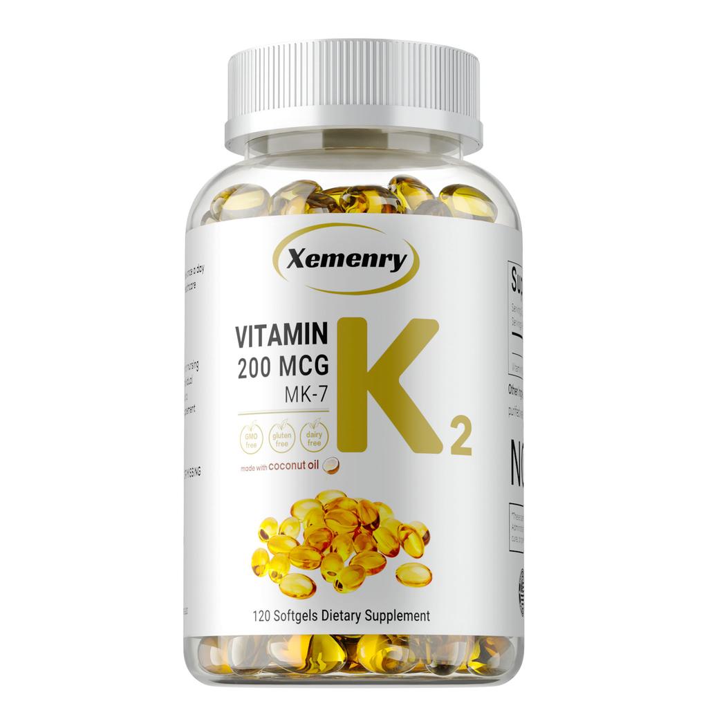 Xemenry Vitamin K2 MK-7 Supplement, 200 mcg Per Serving, Oil Softgles | Easily Absorbed, Active Menaquinone Form | Immune, Joint, & Heart Support