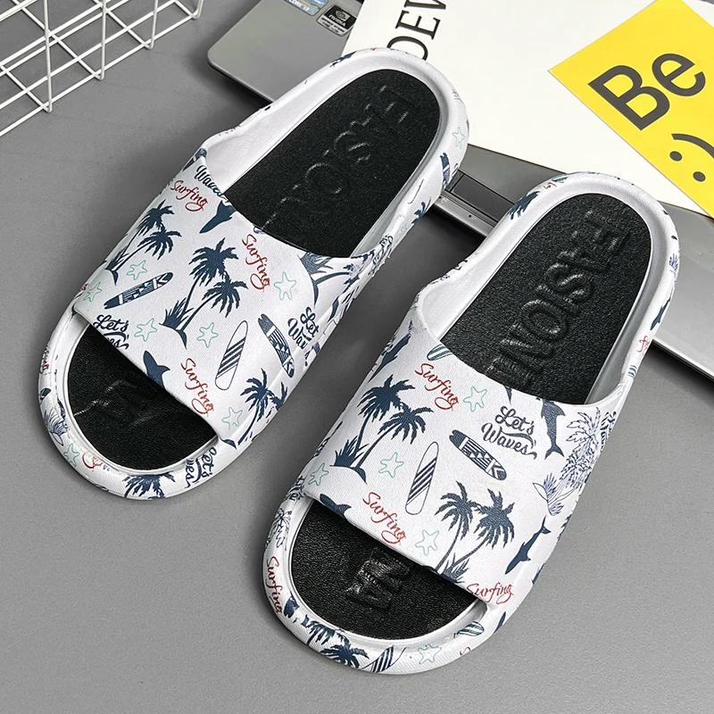 

Модные мужские шлепанцы больших размеров, подошва из ЭВА, домашние шлепанцы-вьетнамки с открытым носком, пляжная обувь, модные женские шлепанцы на толстой подошве с мультяшными буквами 45
