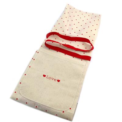 [P8921] - Kitchen Apron 'Love' Beige Red (cotton) - 80x67 Cm
