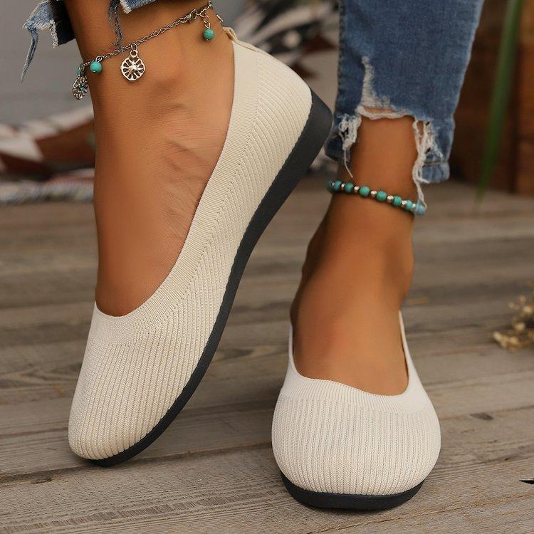 Elastic Knitting Flats Slip On Shoes for Women  Summer Breathable Soft Loafers Woman Lightweight Casual Shoes Plus Size 36-43