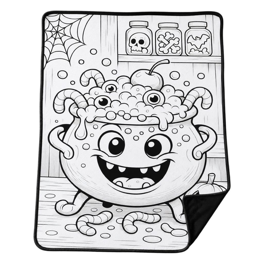 Kids Halloween Drawing with Brushes, 70 Cm, Parent-Child Coloring Blanket for Children