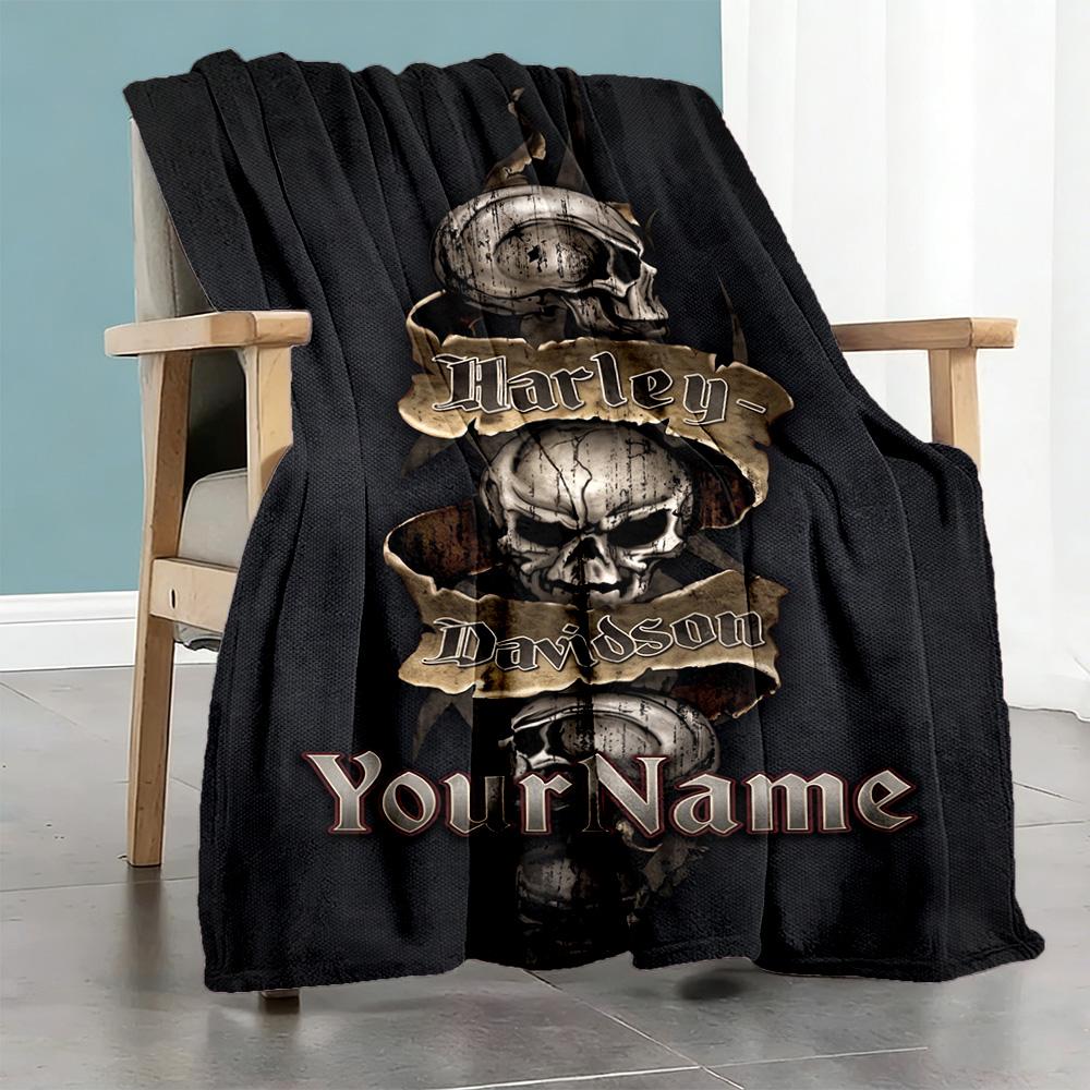 Harley-davidson Motorcycles Customize Your Name Blanket Gift Personalized Blanket Ultra-Soft Great for Bed Couch Picnics Living Room