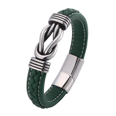 Fashion Stainless Steel Irregular Graphic Men's Leather Bracelet Different Color Combination Bracelet Gift