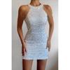 2026 Euro-American Crystal Tassel Halter Sequin Evening Dress