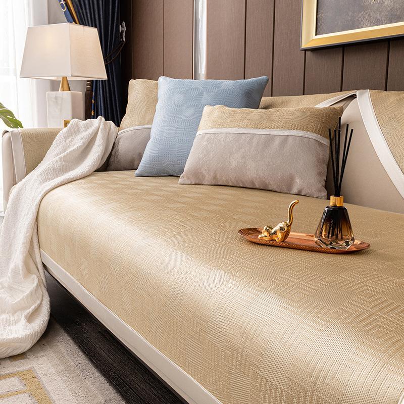 Ice Silk Sofa Cushion Leather Light Luxury Summer Summer Seat Cushion for Summer Simple Modern Non-Slip Leather Sofa Cover