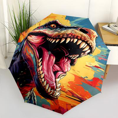 Dinosaur, Artwork Theme 8 Bone Hand Automatic Folding Umbrella, Compact and Portable Design, A Perfect Gift for Birthday, Christmas or Busin