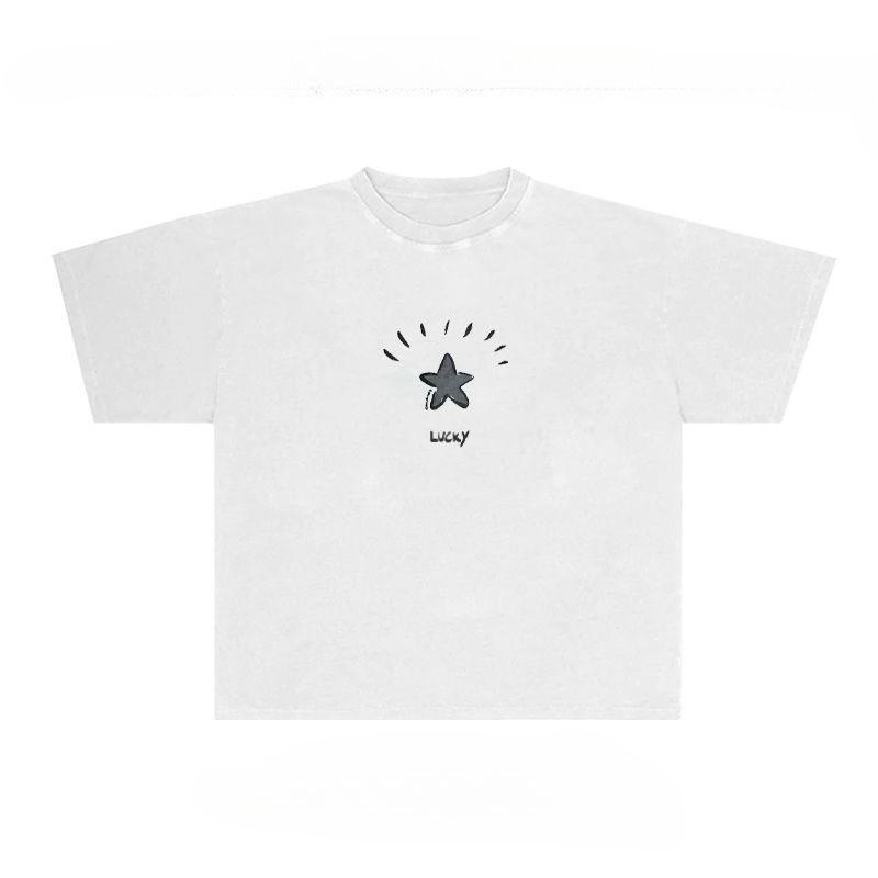 

Lucky Star Graphic Unisex Cotton T-shirt Tee Casuai Short Sleeve Crewneck Top Fashion Streetwear Autumn Shirt Graphic T Shirts 4XL