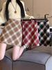 Women's Retro Red Plaid Wool Skirt - High-Waisted A-Line for Autumn/Winter 2024, Anti-Exposure