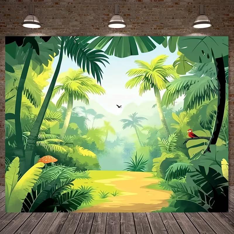 2D Photo Booth Background Cloth Tropical Forest Palm Tree Banner for Events