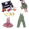 Christmas Doll Decoration Clothes Jacquard Plaid Overalls Skirt Doll House Accessories
