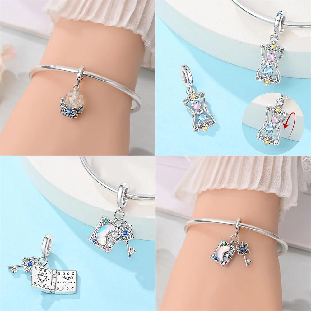 Original Copper Lucky Magic Potion Pendant Wish Crystal Ball Magic Book Beads Fit Bracelet Diy Jewelry Fine Gift Making