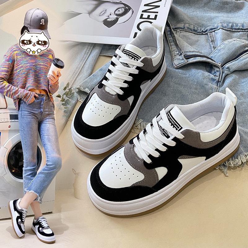 Casual Shoes Women's Summer New Thick Baseplate Shoes Women's Breathable Leather Surface Women's Versatile Ins Single