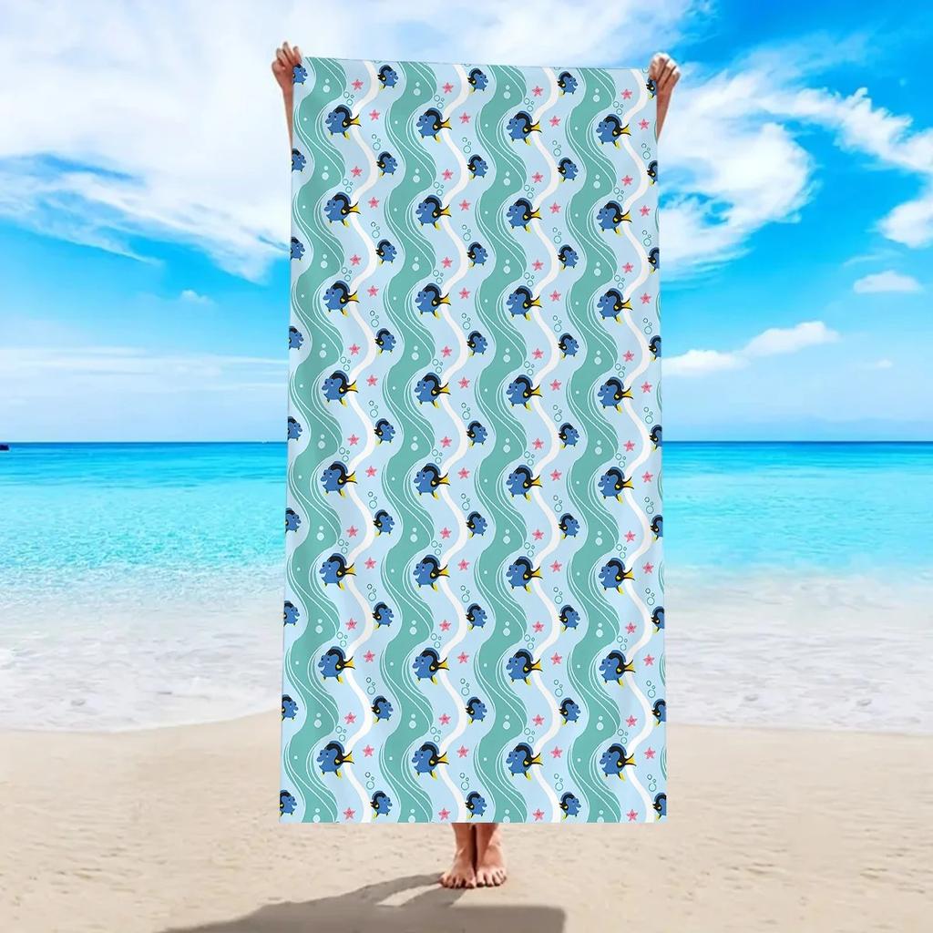 Shark Pattern Striped Beach Towel 2D Flat Printed Peach Skin Soft Large Bath Towel For Swimming Pool Sunbathing Summer Sport