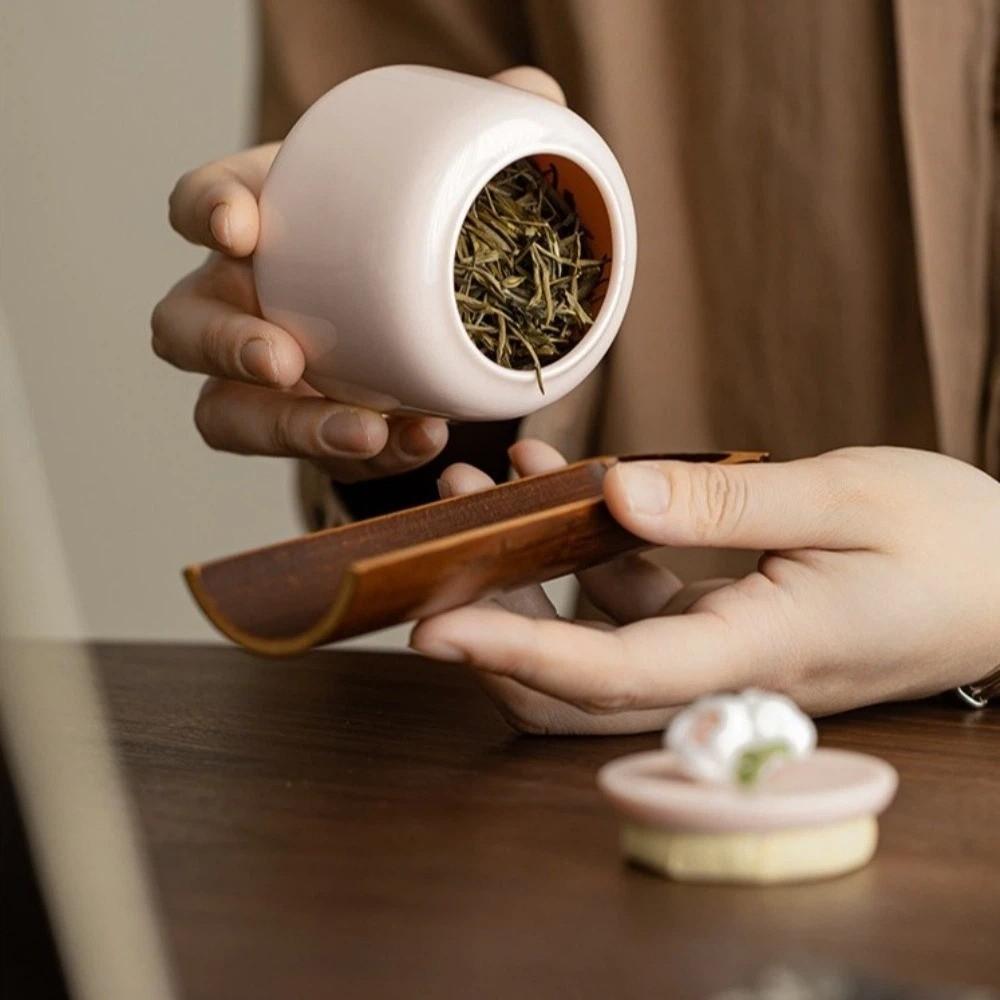 Moisture Proof Ceramic Tea Jar Pink Tea Sealed Jar Creative Tea Tin Can  Kitchen