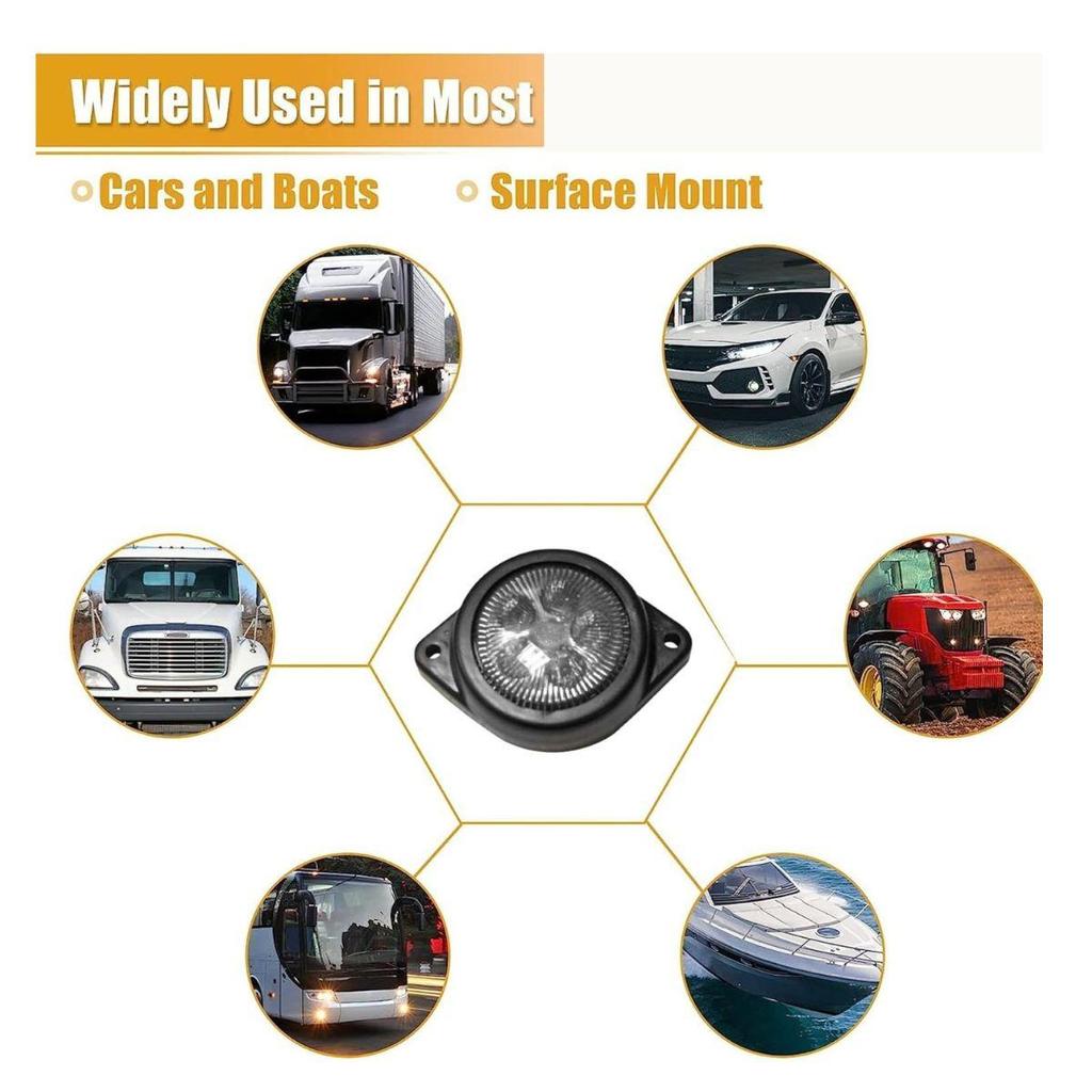 LED Umriss Seitenmarkierungsleuchten 24V Wasserdicht Begrenzungsleuchte Klar für LKW Anhänger Bus Nutzfahrzeuge (Packung mit 10)