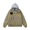 Mens Winter Embroidered Baseball Cotton Jacket American Style Pilot Streetwear Outerwear