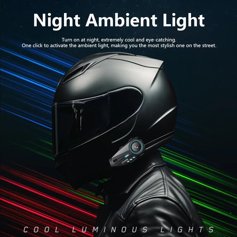 Motorcycle Helmet Headset Intercom 2000mAh Moto Dash Cam Waterproof BT5.4 Wireless Speaker 500m Interphone For 2 Rider Earphone