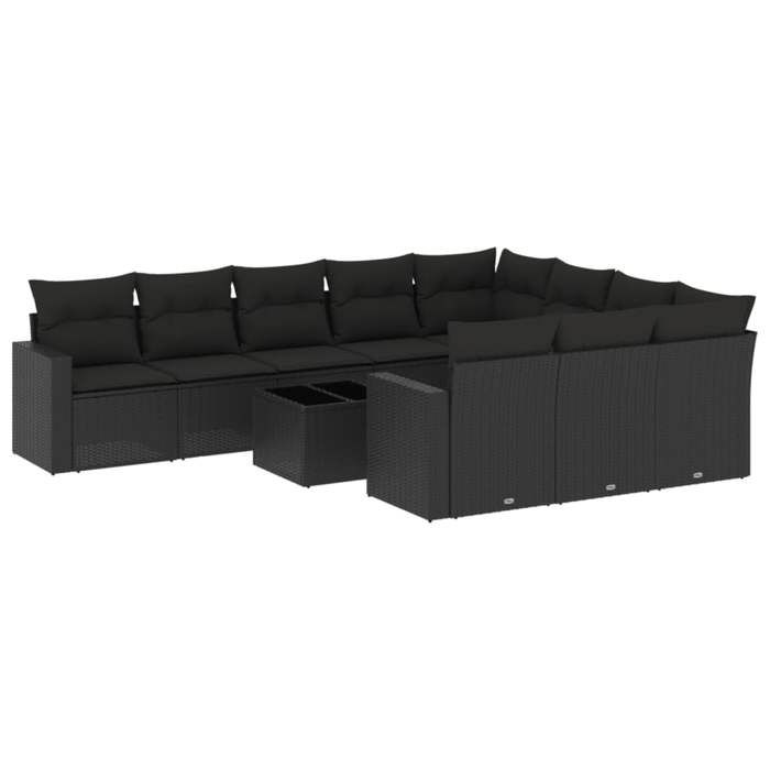 VidaXL Garden Lounge Set with Cushions 11 Pcs, Patio Sofas, Patio Furniture Set, Outdoor Furniture, Black 3219485