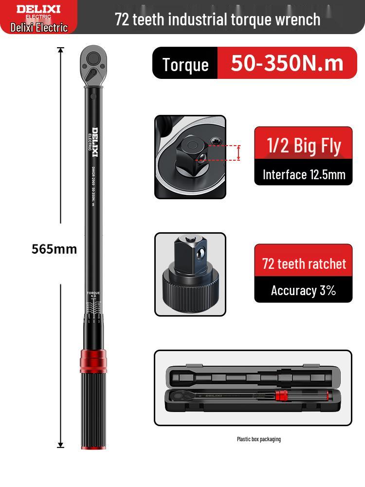 Delixi Adjustable High-Precision Torque Wrench for Auto Repair and Spark Plugs