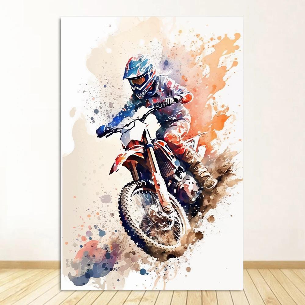 Watercolour Dirt Bike Motocross Posters Prints Canvas Painting Motorcycle Motorbike Wall Picture for Room Home Decor Biker Gift