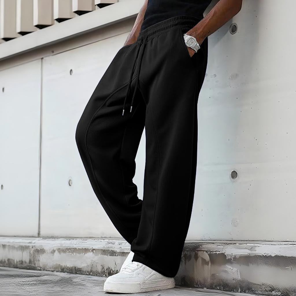 Men's Baggy Stacked Sweatpants  Drawstring Waist Wide Leg Flared Sweatpants Streetwear