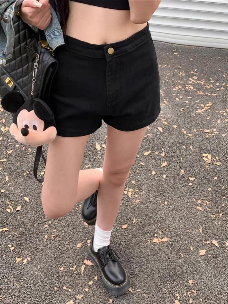 2025 Damen High Waist Schwarze Skinny Jeans - Schlankmachende Gerade Bein Hot Summer Shorts