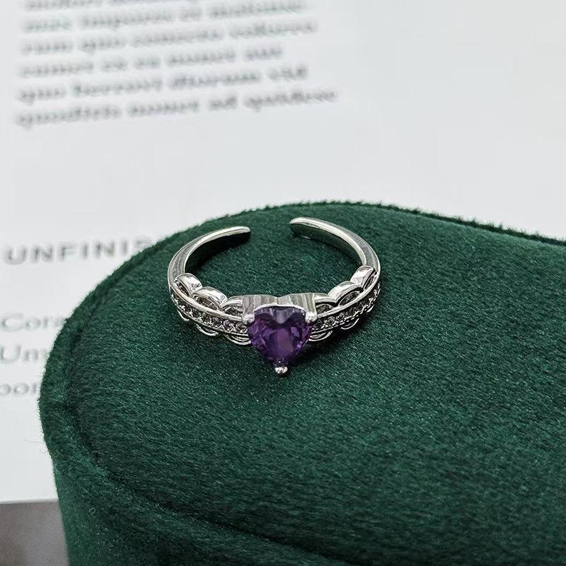 Nine Purple Separation Fire Purple Color Treasure Zir*****Pening Ring Light Luxury Niche High Sense Delicate Stacking Super Immortal Ring Girl