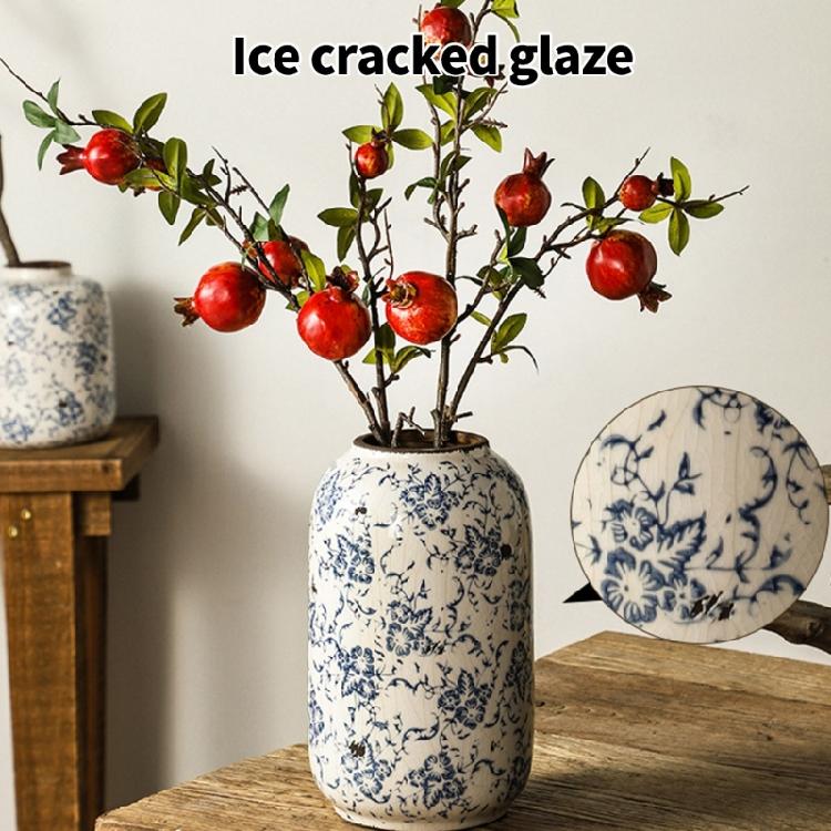 Rustics Farmhouses Ceramics Vases NonSlip Base Artistic Crackles Texture Florals Displays Living Room Accent