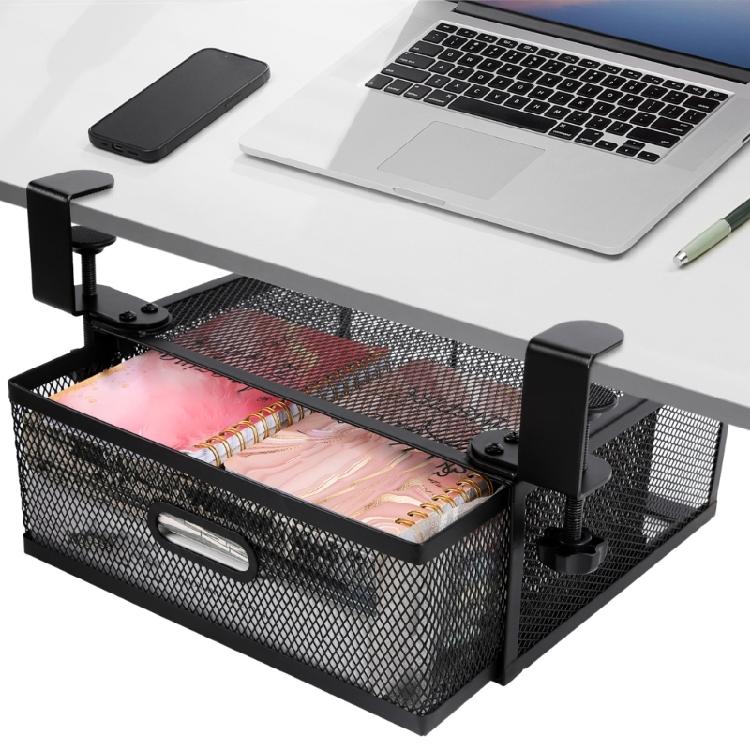 Schnell installierbare Aufbewahrungsschubladeneinheit unter dem Tisch für Papiere, Schlüssel, Büro, Zuhause, Ausziehbarer Organizer-Schublade