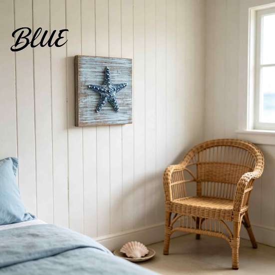 Mediterraner Stil Dekor 3D Muschel/Seestern/Schale Holz Wandkunst Antik Küsten Dekoration Wohnzimmer Akzente Meeresinspiriert für Schlafzimmer