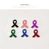 2Pcs/Set Black Green Blue Ribbon Enamel Pins For Women Men Breast Cancer Prevent Hope Health Peace Brooches