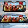 1pc, Happy Cartoon Chicken Style Front Windshield Car Sunshade, Foldable Interior Visor, Enhances Comfort During Travel And Rout
