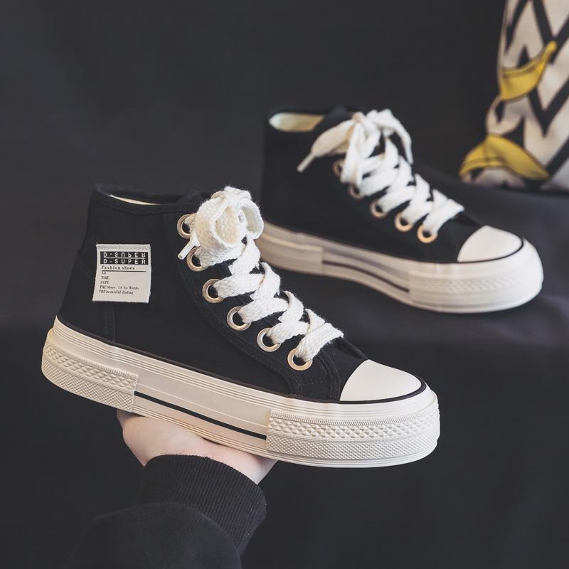 Autumn High-top Purple Canvas Shoes, New Niche Design Platform Cloth Shoes, Sneakers