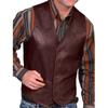 Vest for Men Fashion Western Leather Cowboy Vest for Men Spring Autumn Outwear Faux Leather Waist Coat Vest Coat Plus Size