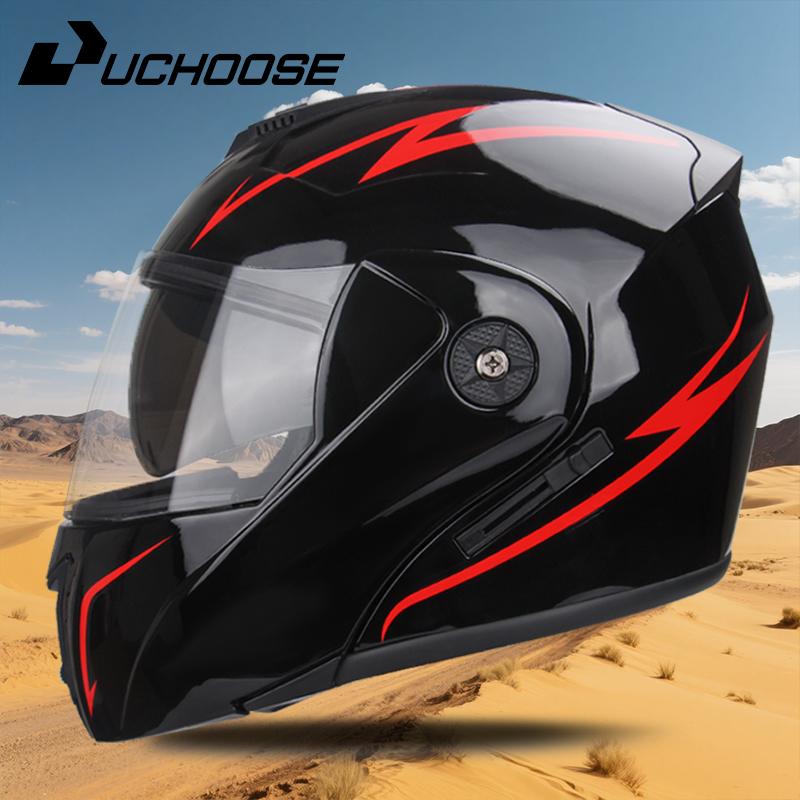 UCHOOSE New Motorcycle Helmet Full Face Racing with Double Sun Visor Women Man Flip Up Double Lens DOT