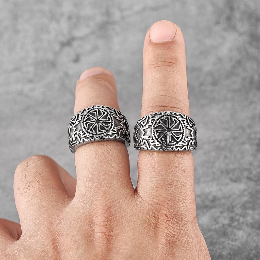 Vintage Viking Norse Mythology Stainless Steel Ring for Men Punk Hip Hop Jewelry Gift Boyfriend Creative Design