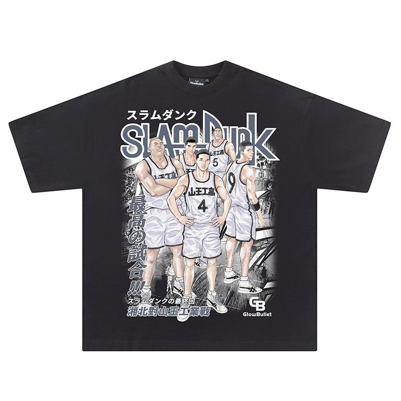 

2025 Slam Dunk Сянбэй Шань Король Японская Принтованная Футболка с Коротким Рукавом в Американском Повседневном Стиле Высокое Качество Роскошный Бренд Продажа 4XL