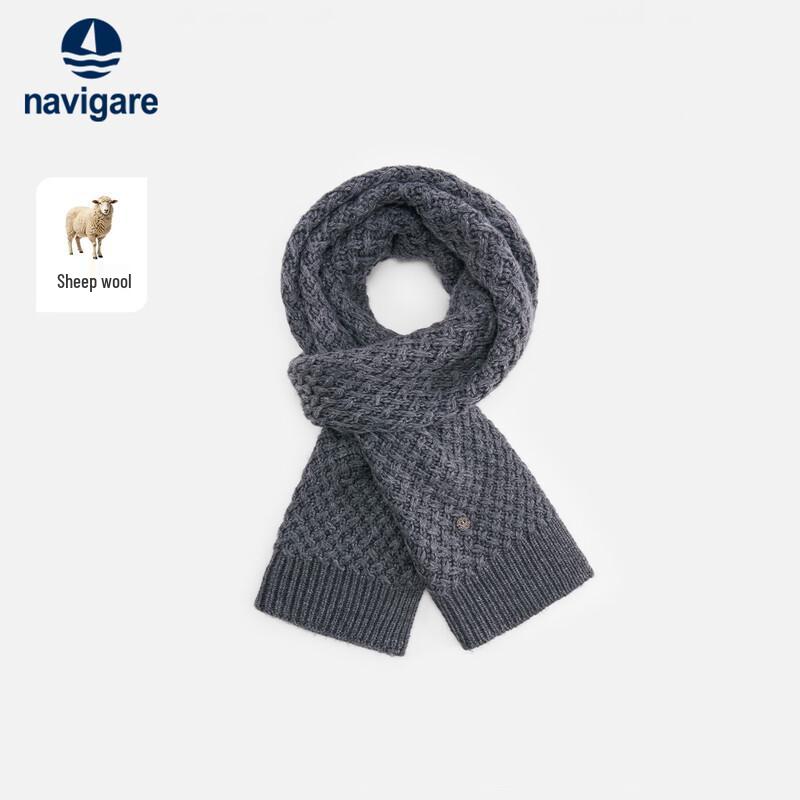 Navigare Unisex Wool-Blend Waffle Knit Scarf