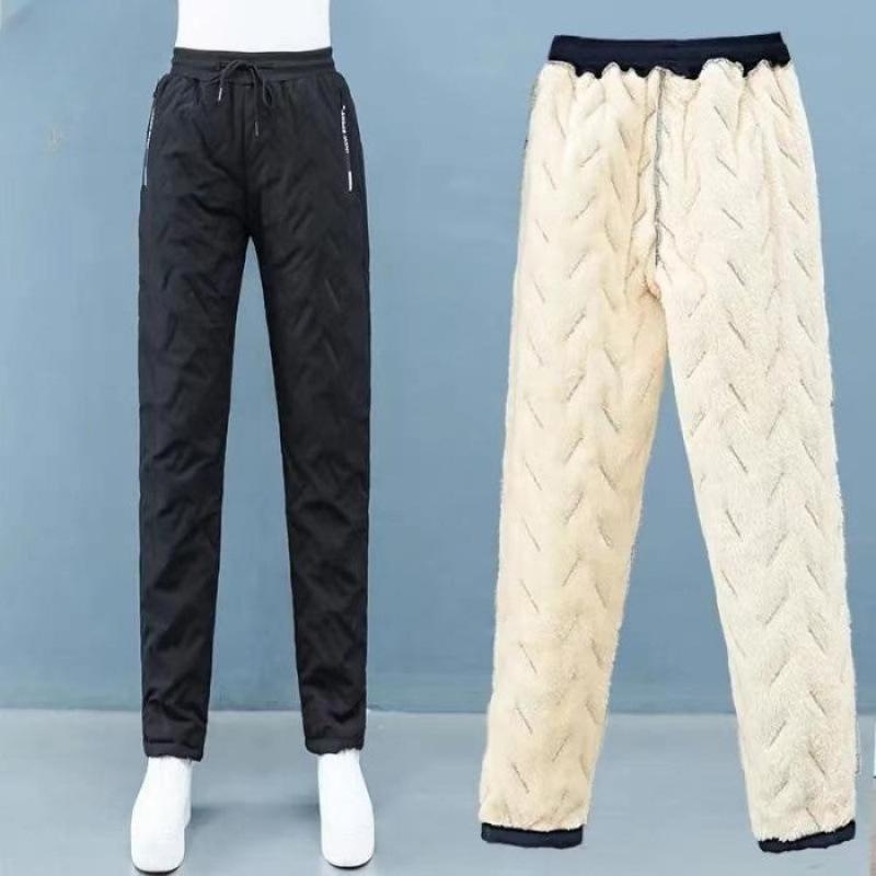 2024 Damen Große Baumwoll-Winterhose: Plus Samt, Verdickt, Winddicht, Warmes Lammfell.