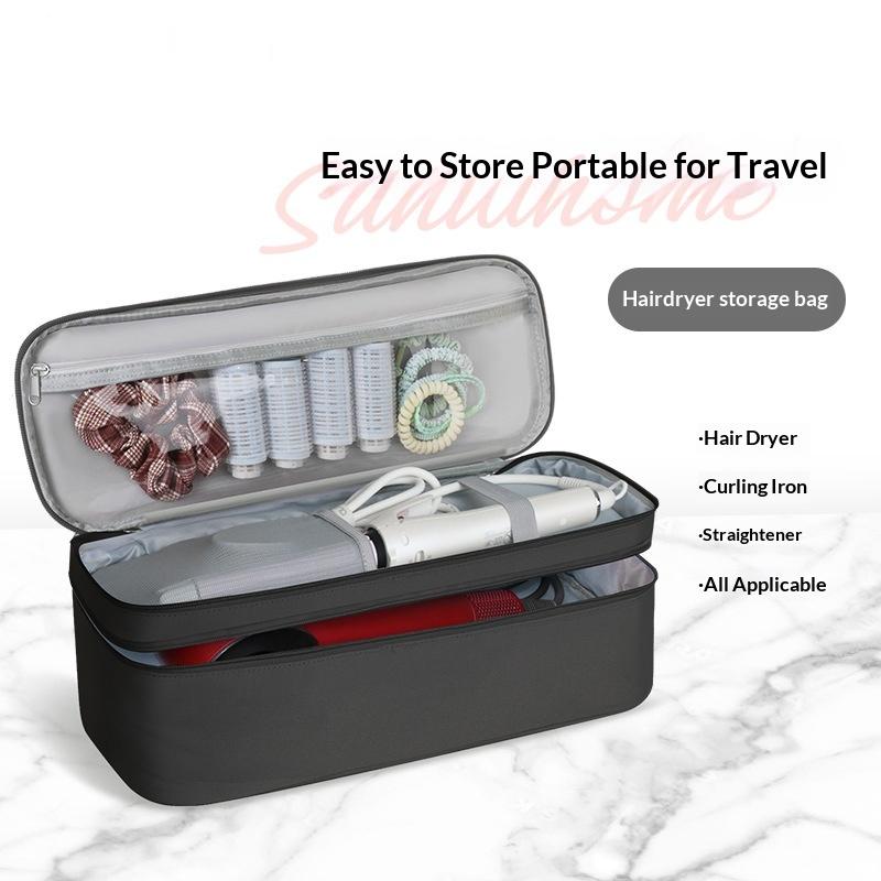 Hair Dryer and Curling Iron Bag with Double Layer Storage Spacious for Travel Needs