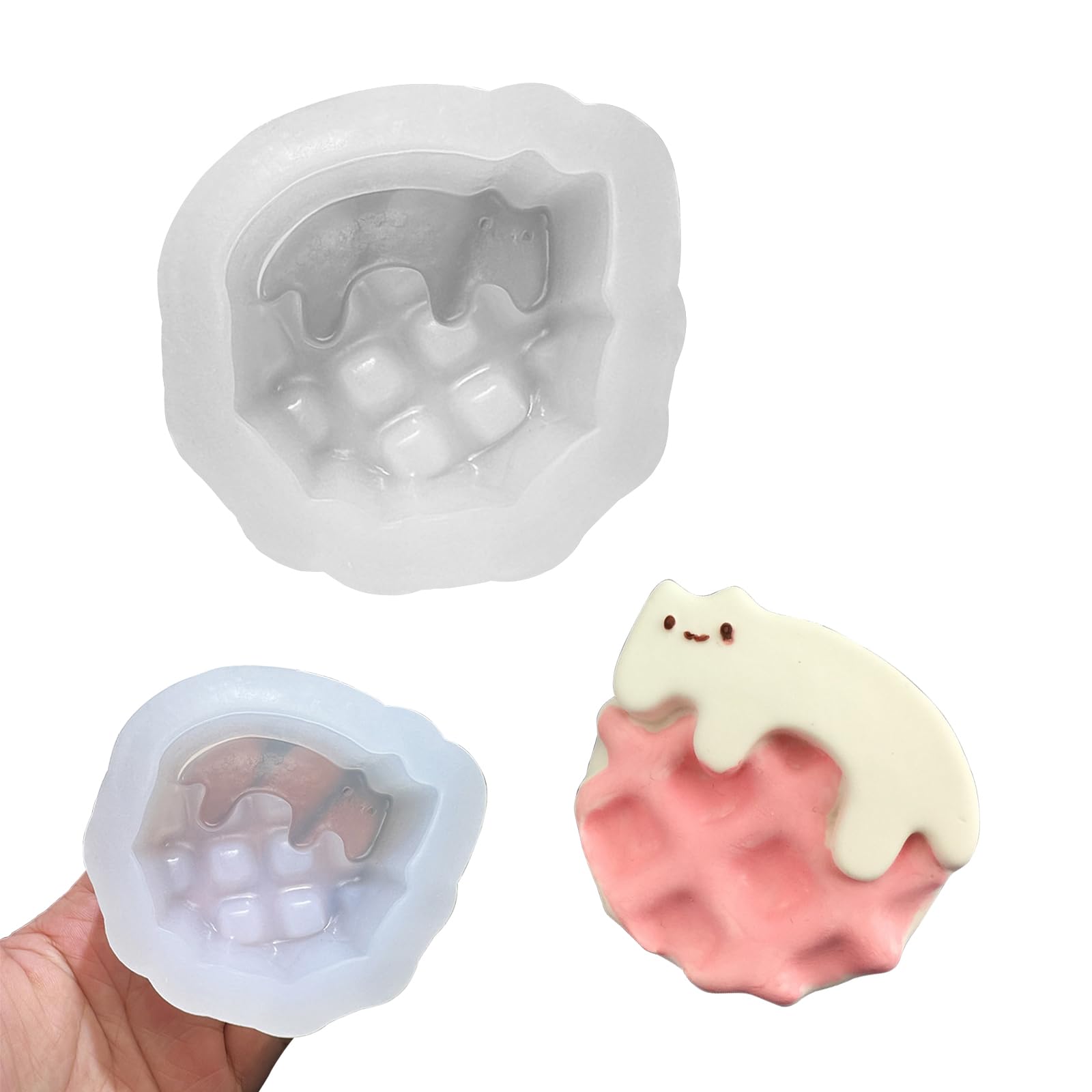 PNHAEH Squeeze Silicone Mold UV Resin Mold Squeeze Mold Animal Face Bear Panda Pig Fish Kitten Puppy Rabbit Donut Biscuit 3D Squeeze Cute Handmade