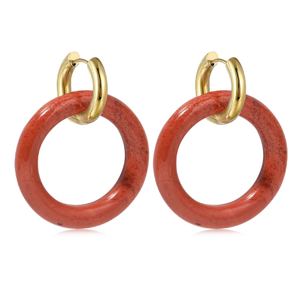 Natural Gemstone Woman Earrings Oversized Hoop Stainless Steel Earrings Wedding Party Jewelry Gifts Women's Fine Jewelry