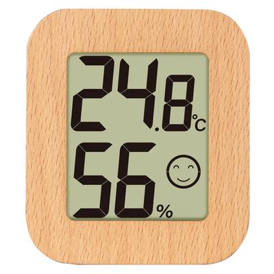 Digital Thermo-Hygrometer and Environmental Checker, Mini, Wooden, Light Brown, 73232